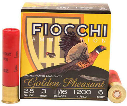 Fiocchi GLDN PHSANT 28Ga 3" #6 25Rd 10Bx/Cs 1200Fps 1-1/16Oz